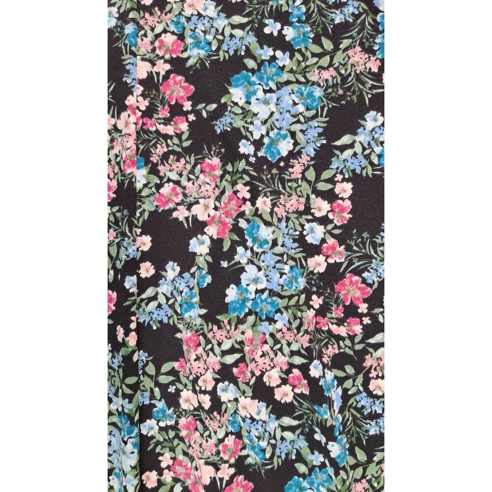 Floral Sleeveless A-Line Swing Dress Perceptions New York Women Size Large Black - Picture 3 of 5
